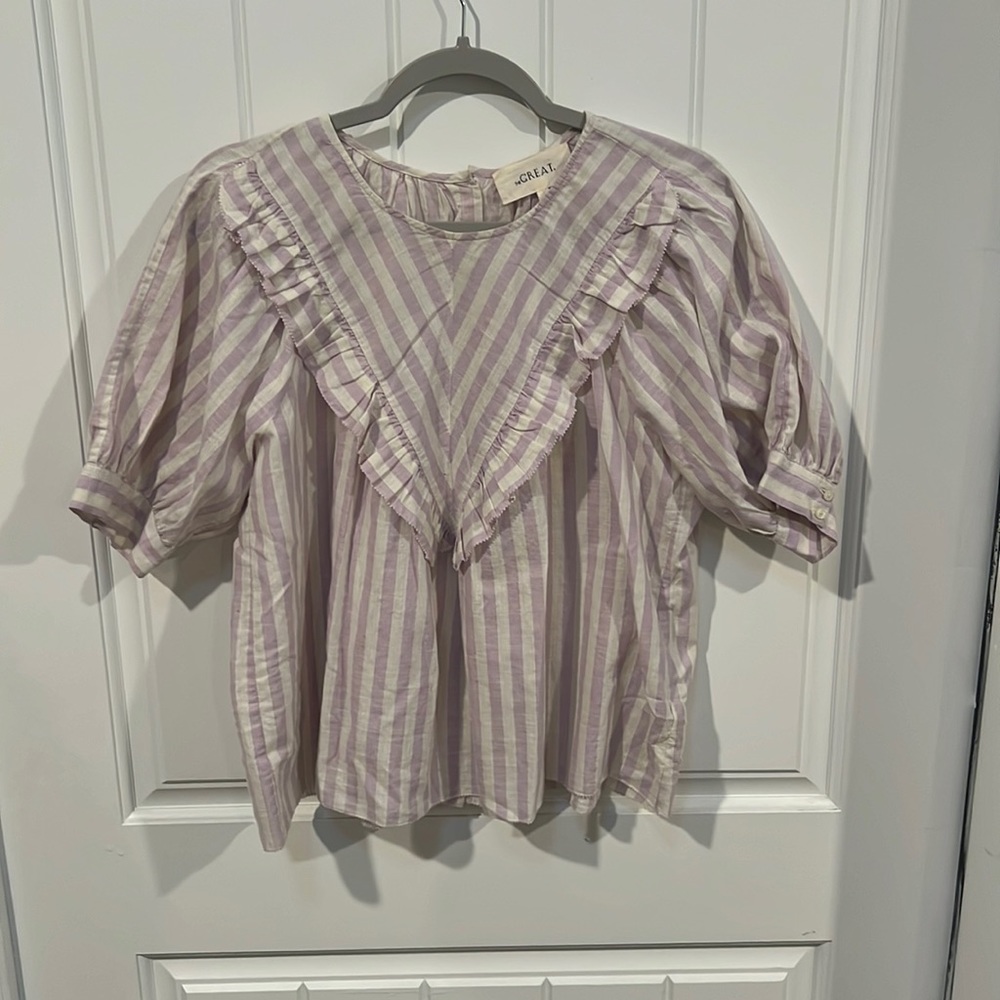The Great cotton light purple striped blouse
